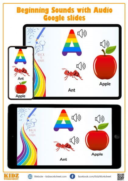 Alphabet Sounds Digital Worksheet, Google Slides.