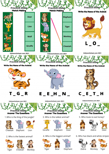 The Jungle Safari | Wild Animals Worksheet